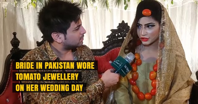 Bride in Pakistan Wore Tomato Jewellery on Her Wedding Day